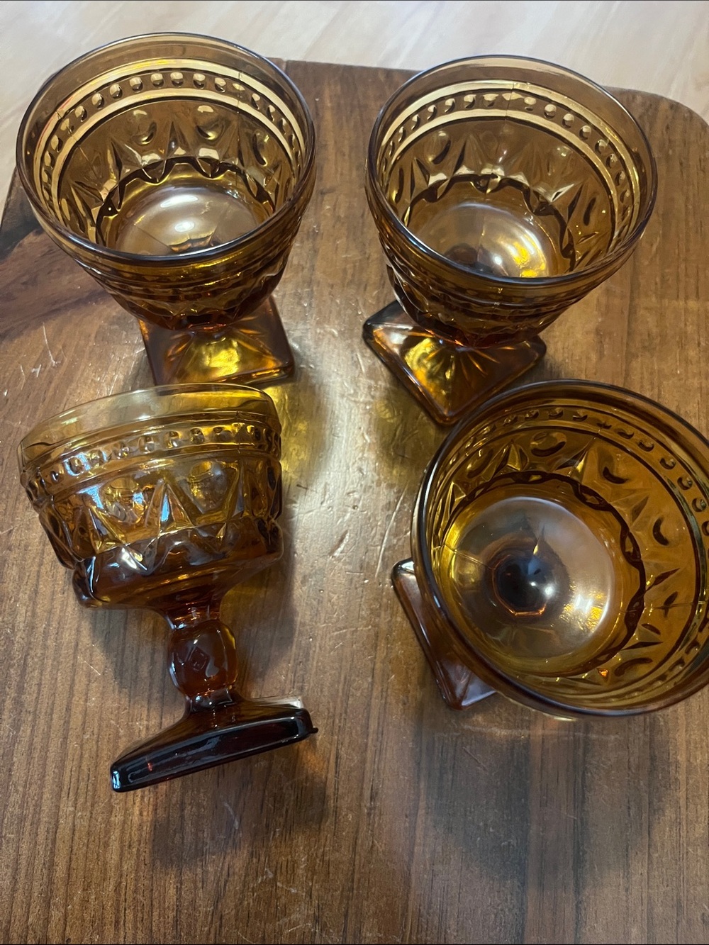 Indiana Glass Colony Park Lane Amber Dessert Dish Cup Square Base 4 3/8" Tall